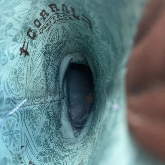 Vtg Corral C-1052 Women's Brown Leather Lizard Inlay Western Cowboy Boots 7.5 M - Picture 6 of 8